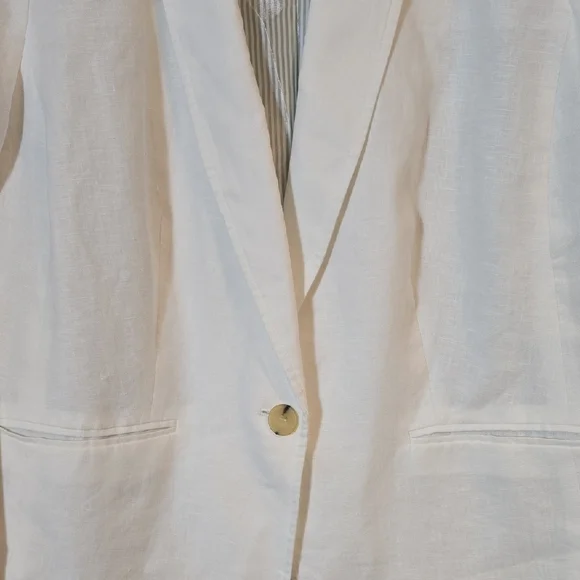 Talbots Classic 100% White Linen  Blazer Size 16WP - Picture 3 of 7